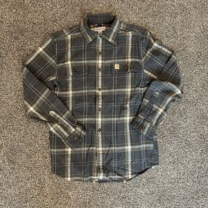 Carhartt 100%Cotton Button Up Plaid Long Sleeve Shirt Men’s Size S